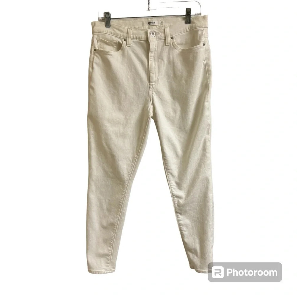Hudson High Rise Barbara Super Skinny Jeans White Women’s 31 Stretch Comfort - Picture 3 of 13
